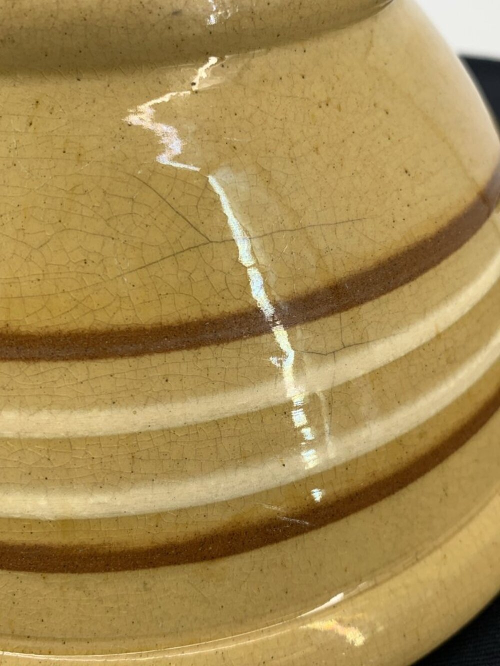 Yellow Ware 4 Stripe Banded Mixing Bowl 8" Antique - Picture 8 of 8